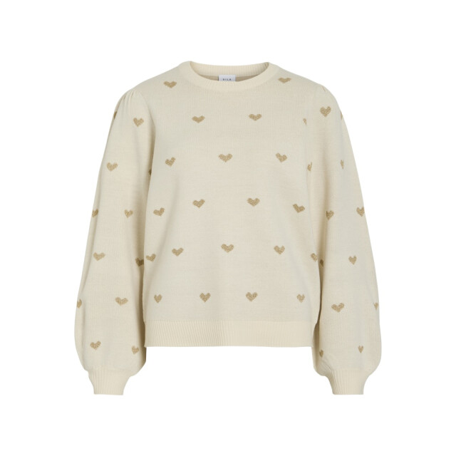 Vila Li o-neck ls knit pullover ecru dessin 4219.08.0070 large