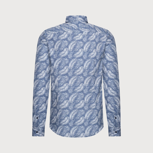 Blue Industry Het feather-print overhemd | 4112.41-KOBALT large