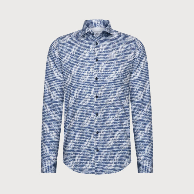 Blue Industry Het feather-print overhemd | 4112.41-KOBALT large