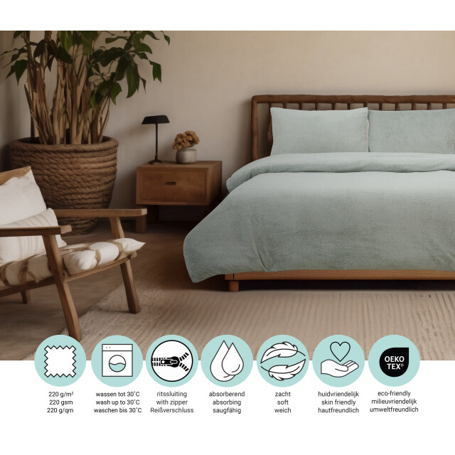 DoubleDry Dekbedovertrek teddy fleece eenpersoons 140x220 cm + 1 kussensloop - 3304517 large