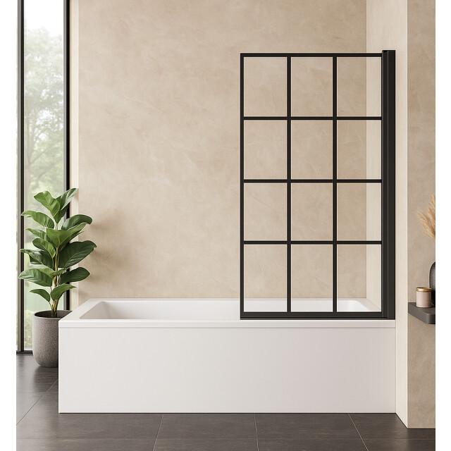 Badplaats Badwand riad 80 x 140 cm zwart badscherm draaibaar 5 mm dik - 3181425 large