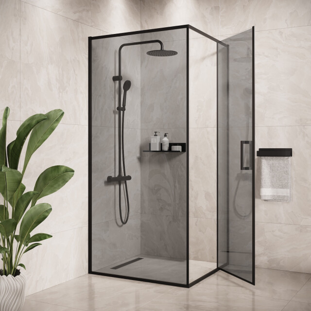 Badplaats Douchecabine belize 90 x 90 x 190 cm zwart met getint 3208217 large