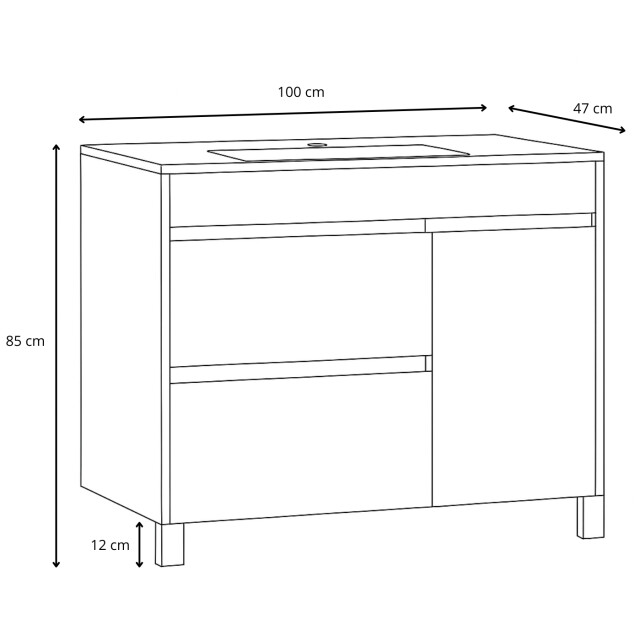 Badplaats Badkamermeubel set salzburg 100 cm - staand badmeubel met 3181335 large