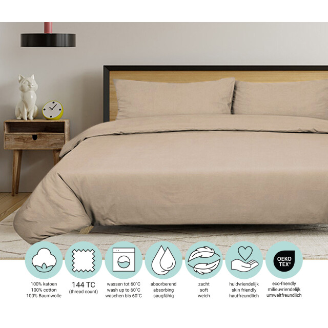 DoubleDry Dekbedovertrek 100% natuurlijk katoen lits jumeaux 240x200/220 cm + 2902337 large