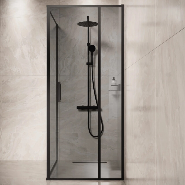 Badplaats Douchecabine belize 90 x 90 x 190 cm zwart met getint 3208217 large