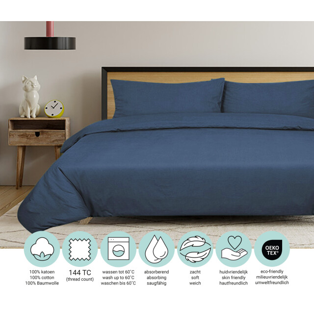 DoubleDry Dekbedovertrek 100% natuurlijk katoen lits jumeaux 240x200/220 cm + 3016632 large
