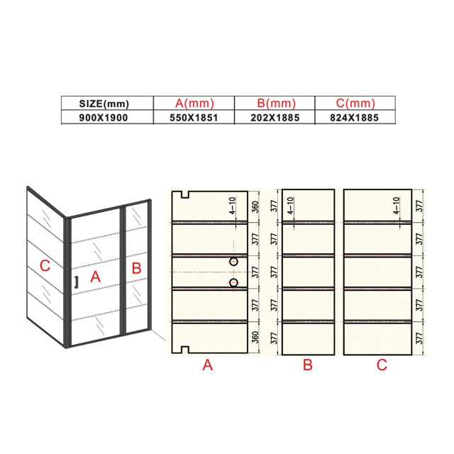 Badplaats Douchecabine belize 90 x 90 x 190 cm zwart met getint 3208217 large