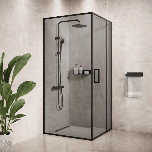 Badplaats Douchecabine belize 90 x 90 x 190 cm zwart met getint 3208217 large