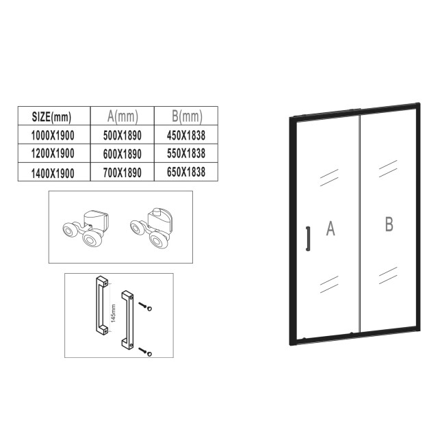Badplaats Douchewand calgary 140 x 190 cm 6 mm getint veiligheidsglas - 3378058 large