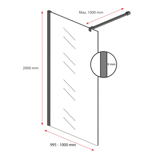 Badplaats Douchewand rizani 110 x 200 cm zwart – inloopdouche 8 mm 3419576 large