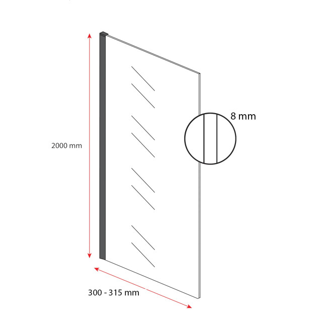 Badplaats Douchewand florida 30 x 200 cm chroom – inloopdouche 8 mm met half 3208216 large