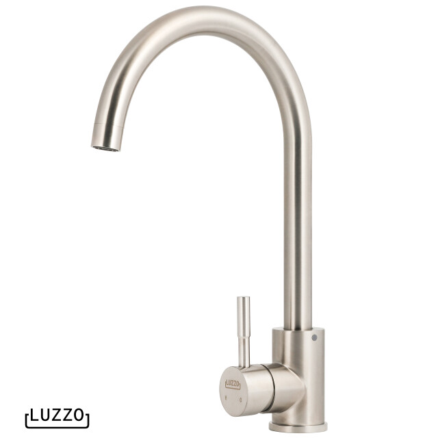 Luzzo ® lesina keuken­ mengkraan brushed steel – hoog model ronde uitloop 100% 3408998 large