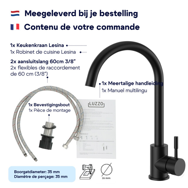 Luzzo ® lesina keuken­ mengkraan mat – hoog model ronde uitloop 100% 3409000 large