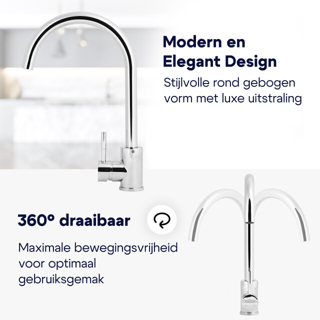 Luzzo ® lesina keuken­ mengkraan chroom – hoog model ronde uitloop 100% 3408997 large