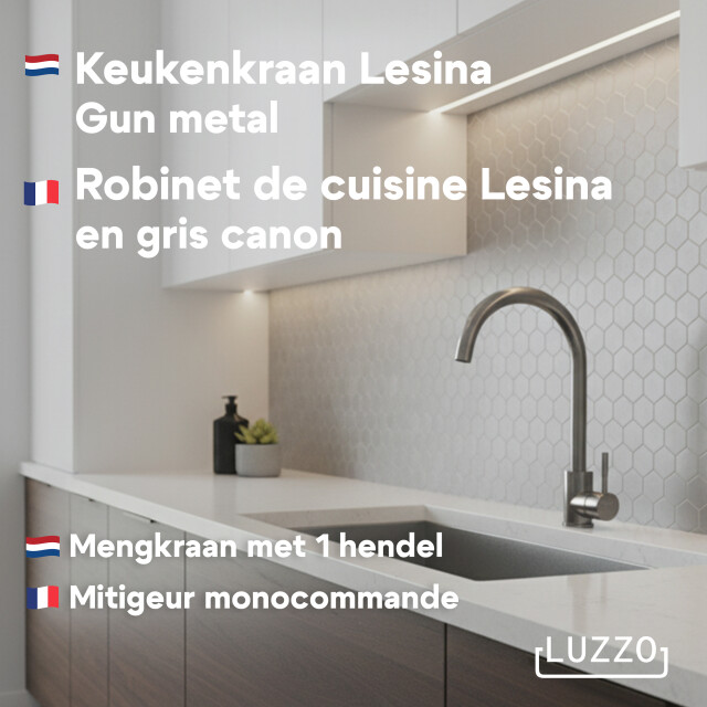 Luzzo ® lesina keuken­ mengkraan gun metal – hoog model ronde uitloop 100% 3408999 large