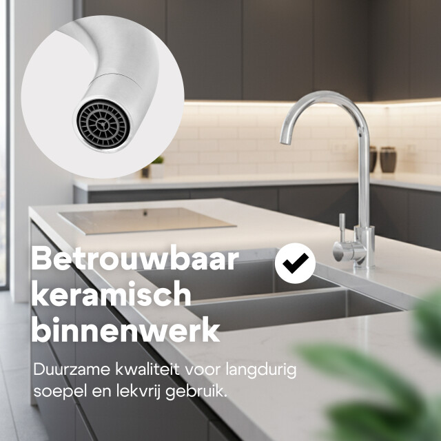 Luzzo ® lesina keuken­ mengkraan chroom – hoog model ronde uitloop 100% 3408997 large