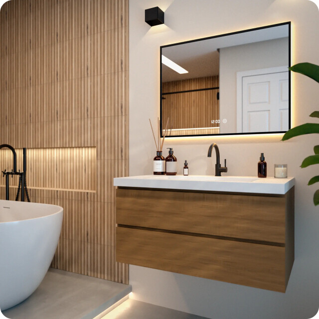 Mirlux Badkamerspiegel 80x60cm zwart frame 3411345 large