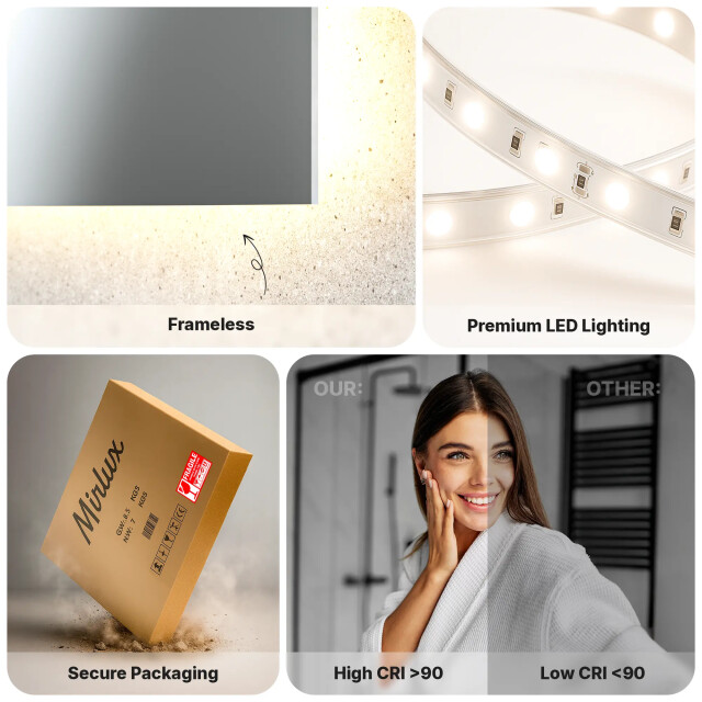 Mirlux Badkamerspiegel 60x80cm frameloos 3411346 large