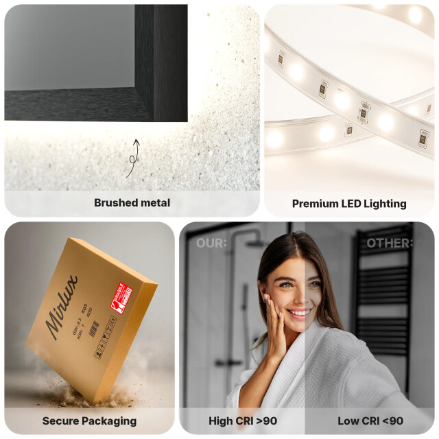 Mirlux Badkamerspiegel 80x60cm zwart frame 3411345 large