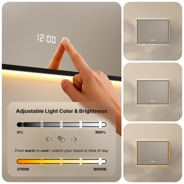 Mirlux Badkamerspiegel 80x60cm zwart frame 3411345 large