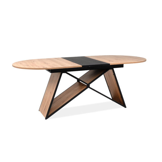 CaliCosy Uittrekbare eettafel van 160 tot 200 cm in eiken artisan decor en zwart tilia 3413294 large