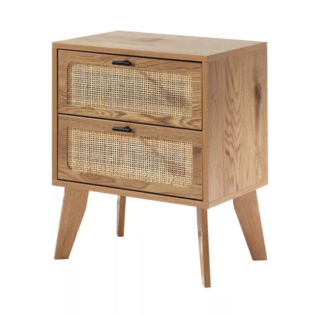CaliCosy Nachtkastje met 2 lades, rotan fronten en decoratieve houten poten l45 cm alia 3034507 large