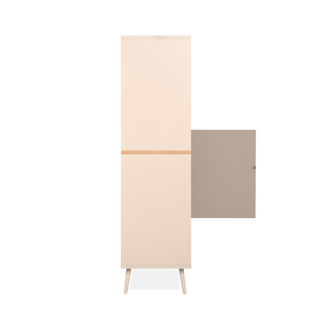 CaliCosy Dressoir met 2 deuren, 6 decoratieve niches in zandkleur en eiken, handgemaakt, 3413295 large