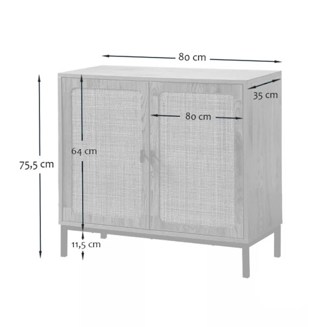 CaliCosy Buffet 2 portes en rotin naturel l80 cm jaya 3042284 large