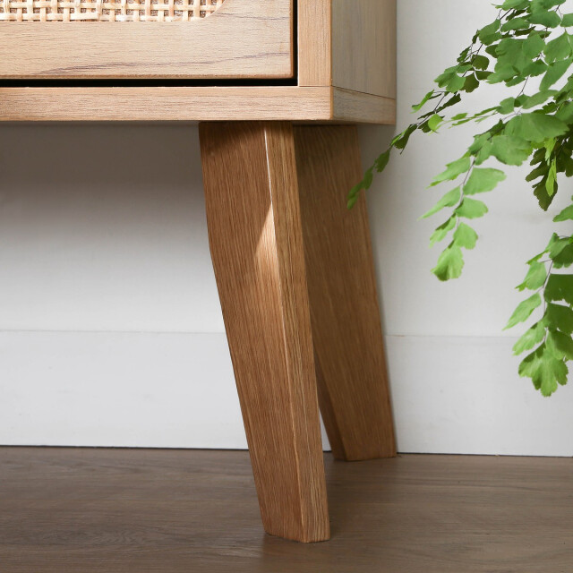 CaliCosy Nachtkastje met 2 lades, rotan fronten en decoratieve houten poten l45 cm alia 3034507 large