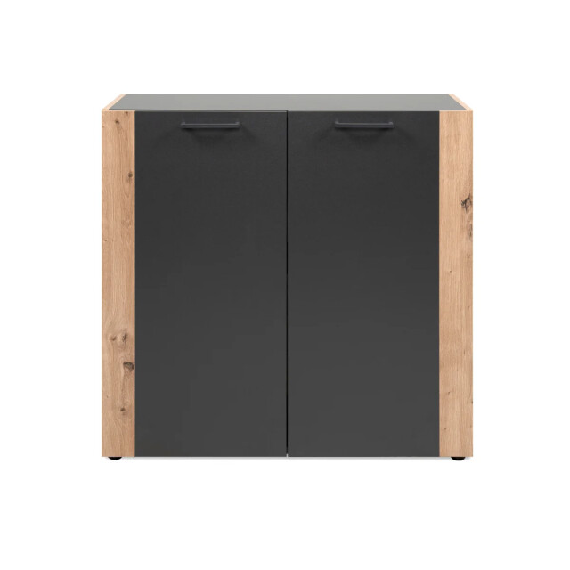 CaliCosy Commode met 2 deuren, zwarte poten, decor grijs antraciet en ambachtelijk eiken 3413309 large