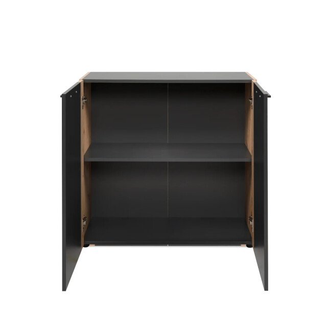 CaliCosy Commode met 2 deuren, zwarte poten, decor grijs antraciet en ambachtelijk eiken 3413309 large