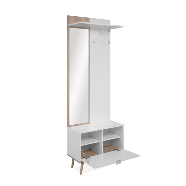 CaliCosy Kledingkast met spiegel en opbergmogelijkheden in decor eiken sonoma en wit h200 3413305 large