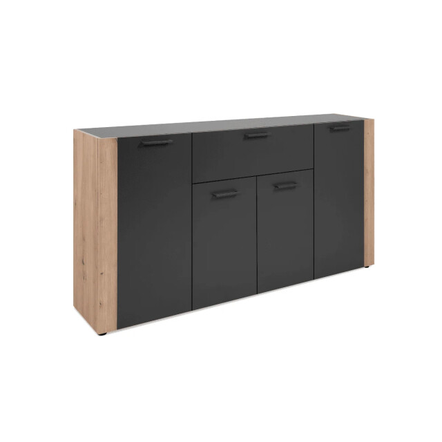 CaliCosy Dressoir met 4 deuren, 1 lade in antracietgrijs en ambachtelijk eiken l162 cm - 3414978 large