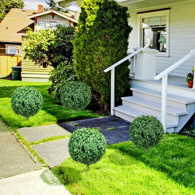 4goodz Kunstmatige buxusboom 2 stuks realistisch & weerbestendig onderhoudsvrij - 3415049 large