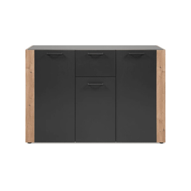 CaliCosy Commode met 3 deuren, 1 lade in antracietgrijs decor en ambachtelijk eiken 3414977 large