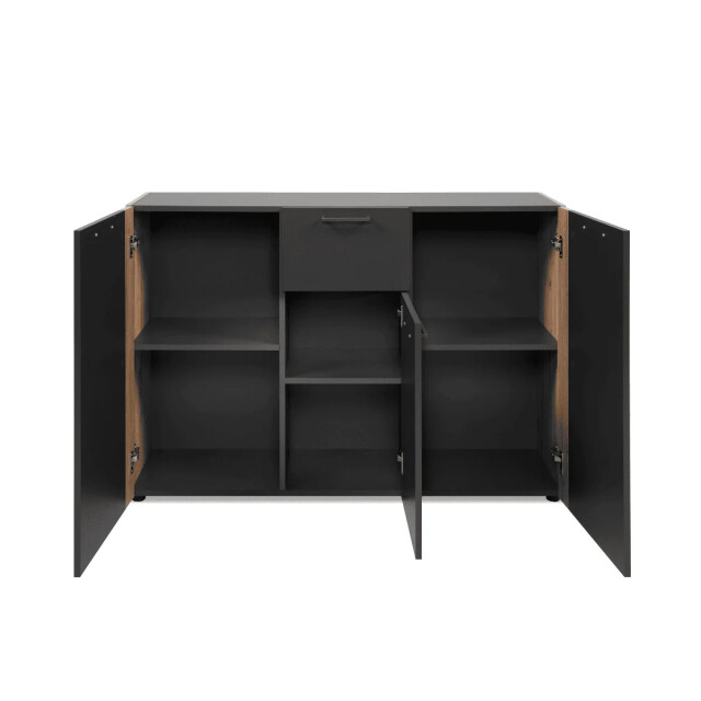CaliCosy Commode met 3 deuren, 1 lade in antracietgrijs decor en ambachtelijk eiken 3414977 large