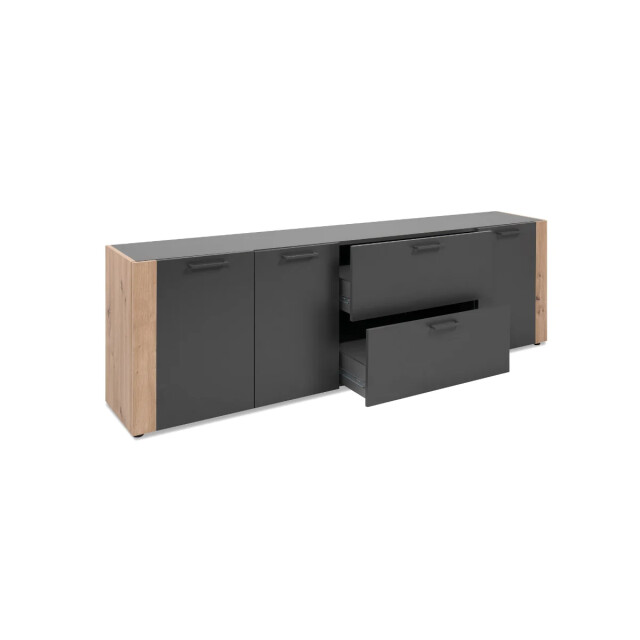 CaliCosy Dressoir met 3 deuren, 2 lades in antracietgrijs decor en eiken, l198 cm luma 3414979 large