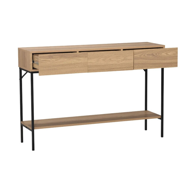 CaliCosy Console met 3 lades en 1 onderste plank, decor van hout en zwart metaal, l120 cm 3414981 large