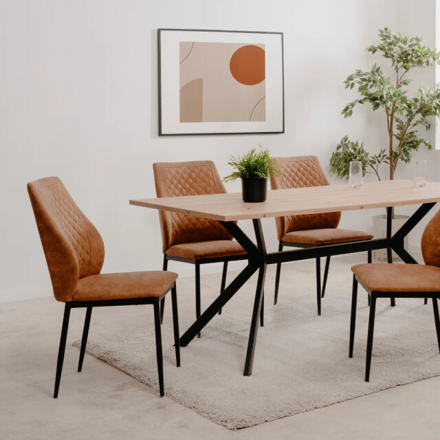 CaliCosy Set van 4 stoelen van gewatteerde stof met metalen frame, 48 cm lillie 3202272 large