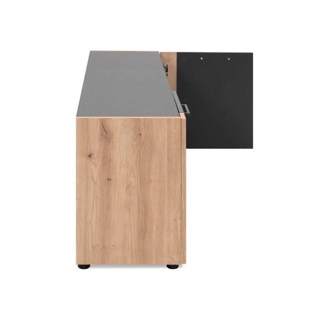 CaliCosy Tv-meubel met 2 deuren, 2 open niches in antracietgrijs en ambachtelijk eiken, 3414982 large