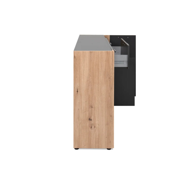 CaliCosy Dressoir met 4 deuren, 1 lade in antracietgrijs en ambachtelijk eiken l162 cm - 3414978 large