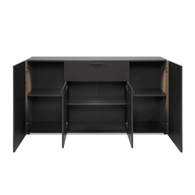 CaliCosy Dressoir met 4 deuren, 1 lade in antracietgrijs en ambachtelijk eiken l162 cm - 3414978 large