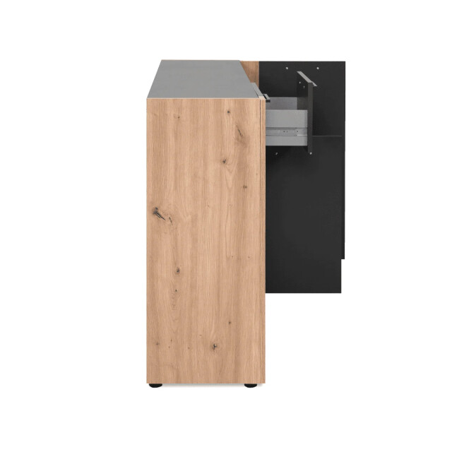 CaliCosy Commode met 3 deuren, 1 lade in antracietgrijs decor en ambachtelijk eiken 3414977 large