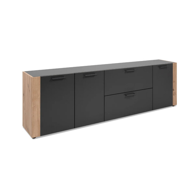 CaliCosy Dressoir met 3 deuren, 2 lades in antracietgrijs decor en eiken, l198 cm luma 3414979 large