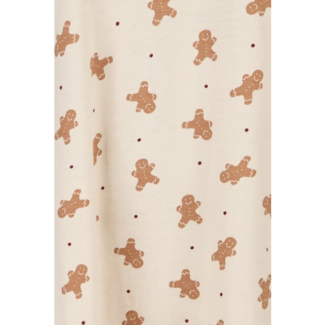 Happy Shorts Dames kerst nachthemd lange mouw wit gingerbread HS-1204-offwhite large