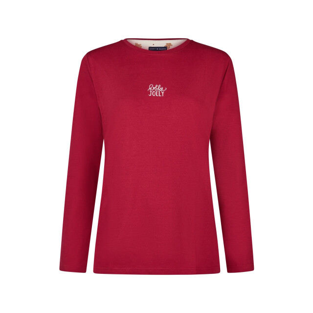 Happy Shorts Dames kerst pyjama set shirt + broek rood/wit gingerbread HS-1202-HSW-25-5 large