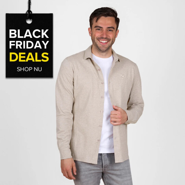 Q1905 Overhemd putten – zand melange QM2653635-842-1 large