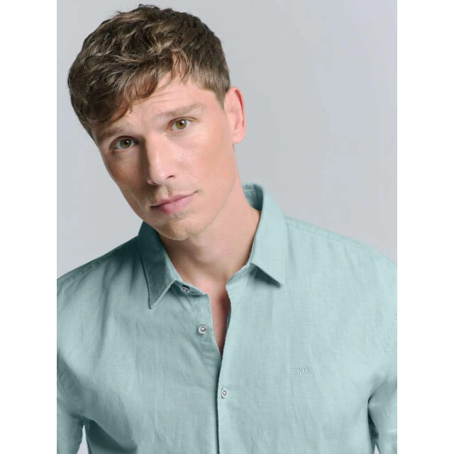 No Excess Shirt solid with linen ice 27470213SN-151 large