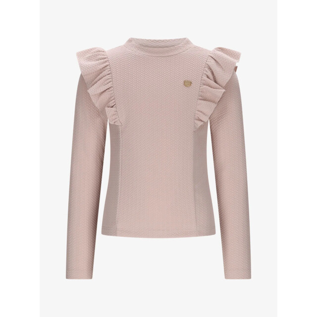 Le Chic Meisjes longsleeve nadya knit vibes ruffle cafe au lait C508-5426-432 large