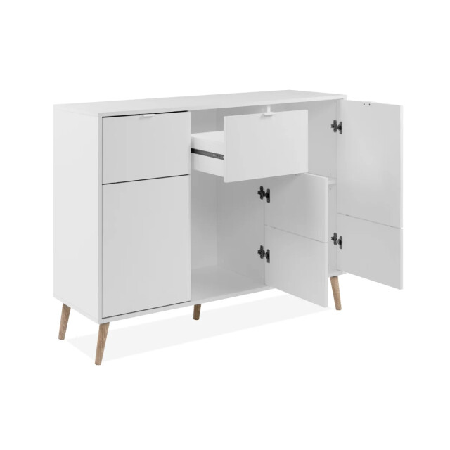 CaliCosy Dressoir met 4 deuren, 3 lades, decor wit en eik l115 cm klint 3416557 large